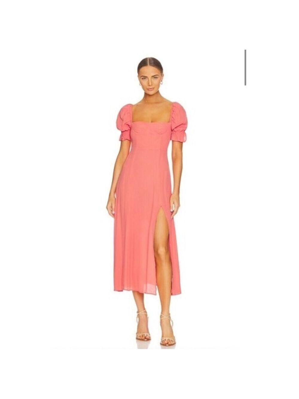 Women's WEWOREWHAT Coral Puff Sleeve Midi Dress Size 4